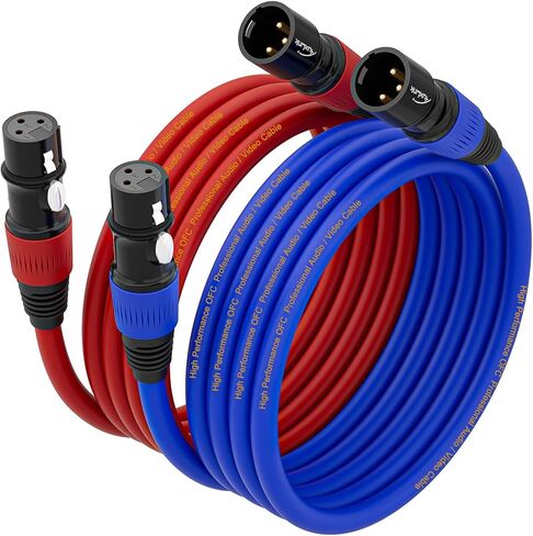 كابلات AuxLink XLR، كابل ميكروفون بطول 25 قدمًا 10 حزم، XLR ذكر إلى أنثى مطلي بالذهب 3 دبابيس 10 ألوان، كابل XLR إلى XLR للميكروفون، الخلاط، استوديو التسجيل - 25 قدم، 10 حزم in Kuwait