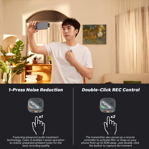 GODOX Cube-SL Kit2 Wireless Lavalier Microphone for iPhone/Lightning Device, 8H Battery Life, 2.4G Wireless Mic, 300m(1000ft.) Range, Noise Cancelling with Charging Case for Vlogging, TikTok in Saudi Arabia