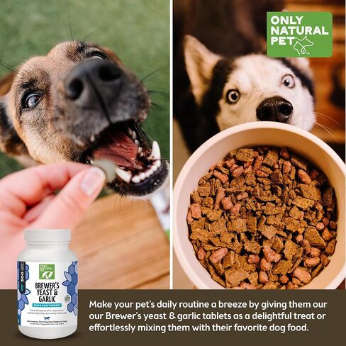 Only Natural Pet Brewer's Yeast & Garlic Chewables - All-Natural Flea & Tick Prevention for Dogs - Fortified with B Vitamins - Promotes Healthy Skin & Coat - 300 Count Tablet (Single) in Saudi Arabia