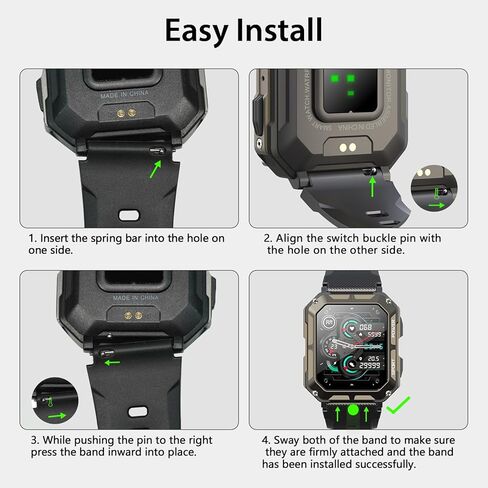 Smart Watch Band 22mm 2 Pack, for AMAZTIM Smart Watch Bands Replacement M2/T2, Compatible with KOSPET Tank M2/T2, TPU Sports Straps Bands, Adjustable Wristband, Men Black Smartwatch Band in Kuwait