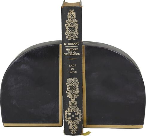 CosmoLiving by Cosmopolitan Marble Geometric Block Bookends with Gold Inlay, Set of 2 6"W, 2"H, Black in Kuwait