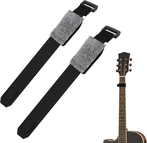2pcs Guitar String Mute Dampener, Fret Wrap Guitar String Cover Belt, Fret Mute Neck Wrap, Adjustable Bass Mute Fretboard Muting Straps, Musical Instrument Accessories（Black） in Saudi Arabia