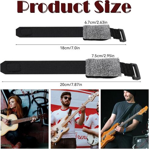 2pcs Guitar String Mute Dampener, Fret Wrap Guitar String Cover Belt, Fret Mute Neck Wrap, Adjustable Bass Mute Fretboard Muting Straps, Musical Instrument Accessories（Black） in Saudi Arabia