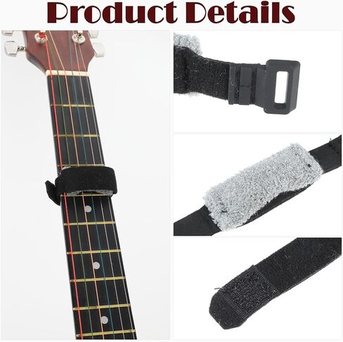 2pcs Guitar String Mute Dampener, Fret Wrap Guitar String Cover Belt, Fret Mute Neck Wrap, Adjustable Bass Mute Fretboard Muting Straps, Musical Instrument Accessories（Black） in Saudi Arabia