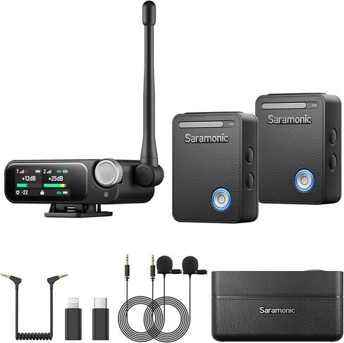 Saramonic Ultra 2-Person Universal Wireless Mic with 32-Bit Float Recording, Time Code, Lavaliers, 3.5mm, USB-C & Lightning Outs, Charging Case, Noise Cancelling in Saudi Arabia
