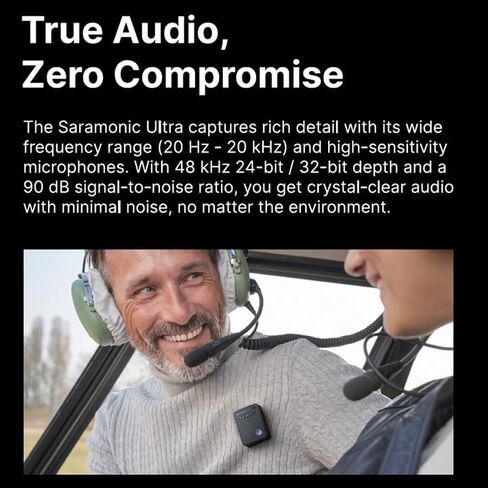 Saramonic Ultra 2-Person Universal Wireless Mic with 32-Bit Float Recording, Time Code, Lavaliers, 3.5mm, USB-C & Lightning Outs, Charging Case, Noise Cancelling in Saudi Arabia