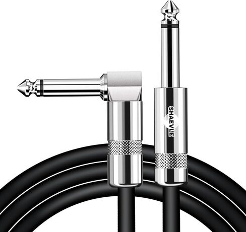 Bass Guitar Cable 10/20 Feet Professional Audio Instrument Cable 1/4 Inch Straight to Right Angle Amp Cord,Black PVC Jacket in Saudi Arabia