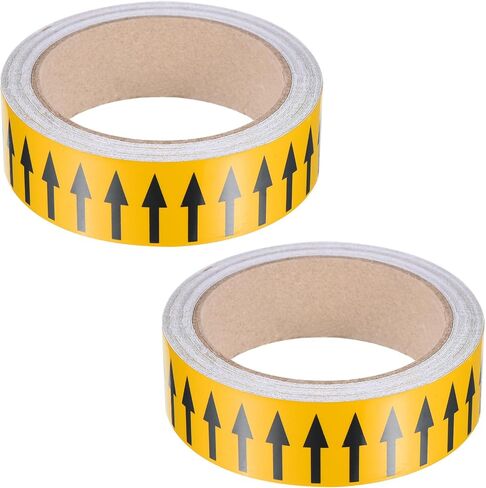 PATIKIL Flow Arrow Tape, 2 Roll Polyethylene Pipe Marking Sticker with Reflective Strip, Waterproof Heat Resistant, for Pipe Flow Directional Identification, 1.2 Inch x 33 Ft, Red/White in Saudi Arabia
