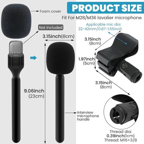 EMVANV لحامل ميكروفون DJ-I، حامل ميكروفون لاسلكي محمول للميكروفون اللاسلكي، حامل لـ DJ-I Mic 1/2، حامل ميكروفون لاسلكي للمقابلة مناسب لميكروفون M28 Lavalier (أسود) in Kuwait