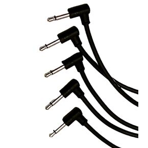 Luigis Modular M-PAR Right Angled Eurorack Patch Cables - Package of 5 Black Cables, 12" (30 cm)