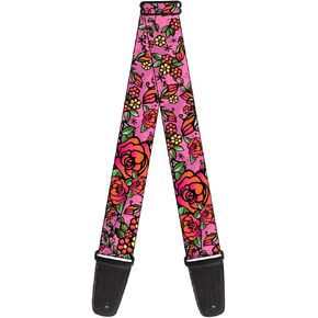 Buckle-Down Guitar Strap Born to Blossom Close Up Pink 2 Inches Wide