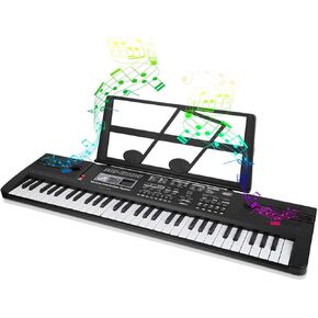Digital Piano Kids Keyboard, Portable 61 Key Music Piano Keyboard Electronic Musical Instrument Multi-Function Keyboard and Microphone for Kids Piano Music Teaching Toys Birthday Day Gifts