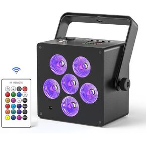 Battery Powered Stage Lights, LED Par Lights 60W Rechargeable 5500mAh RGBWA+UV, Par Can Lights DMX Remote Control Uplights for Events Party Wedding Concert Dance 1Pc