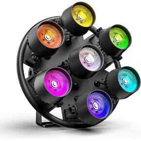 350W Stage Lights, RGB DJ Par Light with 7X50W Angle Adjustable COB Lamps, DMX & Sound Activated Control Strobe Lights Adapt to Wedding, Drama Performance, DJ Setup, Concert, Birthday Party