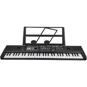 Keyboard Piano 61 Key Electric Piano Keyboard for Beginners/Professional, Portable Light Up Music Keyboard Built-in Dual Speakers with LED Display, Music Stand, Stand, Microphone