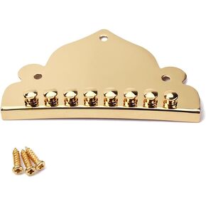 Alnicov 8 String Mandolin Tailpiece，With 3Pcs Screws，Zinc Alloy ，for Mandolin Parts Gold