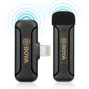 BOYA Wireless Lavalier Microphone for iPhone 12 iPad Vlog, BY-WM3T2 D1 Wireless Handheld Microphone System for Recording, Live Stream, YouTube, TikTok, Facebook, Noise Reduction Auto-Sync