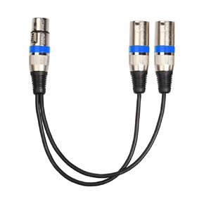 XLR Splitter Cable 1.2 Ft Black XLR Male to Dual Female, Y Splitter Microphone Cable Balaced Adaptor