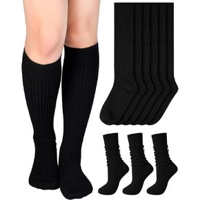 Shihanee 3 Pairs Women Cashmere Cotton Knee High Socks Ribbed Knit Slouchy Socks Soft Warm Boot Socks for Women Girls in Saudi Arabia
