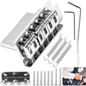 Wilkinson M Series 52.5mm (2-1/16 inch) 6-Screw Vintage Guitar Tremolo Bridge with 36mm Block for Squier/Mexico Fender Strat Style Electric Guitar, Silver