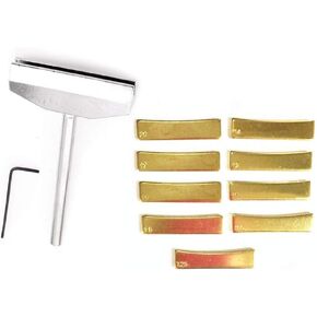 Jiayouy Luthier Tools Set Guitar Bass Fret Press Caul Fingerboard Pressing Tool + 9Pcs Brass Radian Fret Inserts with Hex Wrench - Silver