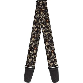 Buckle-Down Guitar Strap - Pirates Skulls Scattered/Splatter Black/Tan/Red - 2" Wide - 29-54" Length