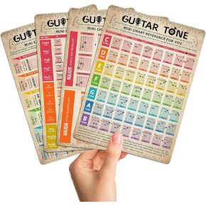 Guitar Theory Chart of Chords Guitar Chord Cheat Sheet Cards Guitar Theory Chart of Chords Scales Diagram Circle of Fifths Pattern Freboard Notes, 6 x 8 inches Cheatsheets
