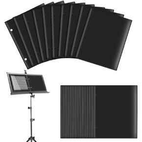 30pcs Waterproof Flip Folder Marching Band, 7.5 x 6.4 Inches Flip Folder Pages Music Flip Folder with 2 Hole PVC Band Flip Folder Black Single Side Trumpet flip Folder