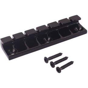 Alnicov 6 Strings Metal Fixed Hardtail Saddle Bridge for Electric Guitar Parts Black