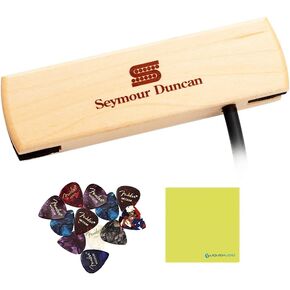 Seymour Duncan Woody Single Coil Pickups, Sound Hole Pickup Acoustic Guitar, Maple Color Bundle with 12x Fender Guitar Picks and Liquid Audio Instrument Polishing Cloth - 11500-30 Model in Kuwait