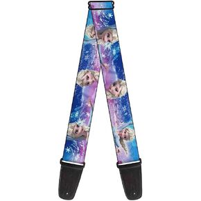 Disney Guitar Strap, Elsa the Snow Queen Poses Castle Snowy Mountains Blue, 2 Inches Wide