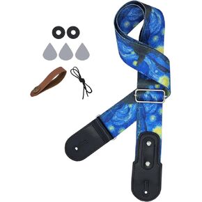 Guitar Strap,Jacquard Embroidery Cotton Guitar Straps with Picks, Strap Locks and Strap Button, Best Gifts for Friend