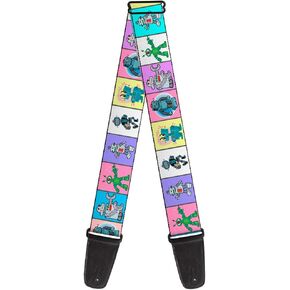 Buckle-Down Guitar Strap Robots Pastel Blocks 2 Inches Wide