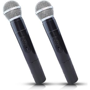 Flylin 2Pcs Fake Microphone Prop, Plastic Mics Toy for Karaoke Fun Costume Prop, Black Realistic Pretend Mic for Singing Party Rock Star Prop Mic Simulate Speech Practice Mic