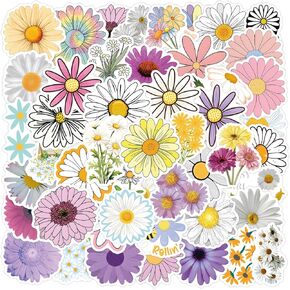 60PCS Cute Daffodil Stickers Flower Stickers for Water Bottles Laptop Luggage Journaling, Eikecy Beautiful Plants Stickers Waterproof Vinyl Decals for Kids Teens Adults
