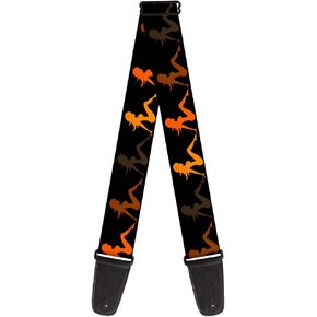 Guitar Strap Mud Flap Girl Repeat Black Orange Fade 2 Inches Wide