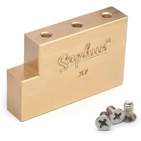 SAPHUE Bridge Block Ultra Solid Fat Brass L Shape Brass Bridge Seat forDouble Locking System Bridge for FR Locking Tremolo Bridge Electric Guitar (gold, 32mm)