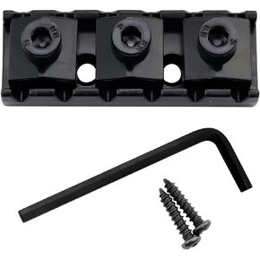 Electric Guitar Locking Nut 42mm Floyd Rose Tremolo Guitar bridge headstock pillow tremolo system metal upper string pillow with wrench with installation screws(black)