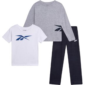 Reebok Baby Boys' Jogger Set - 3 Piece Short Sleeve T-Shirt and Sweatpants Playwear Set (Infant/Toddler)