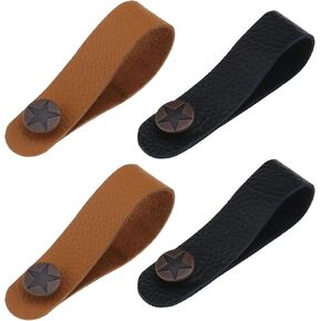 SING F LTD 4PCS Guitar Headstock Tie Strap Hook Guitar Headstock Adapter Strap with Retro Metal Button for Electric Guitar Ukulele (2 Black & 2 Brown)