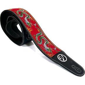 1to1 Music Guitar Strap - Jimmy Dragon Suit in Red - Vtar Vegan Guitar Straps