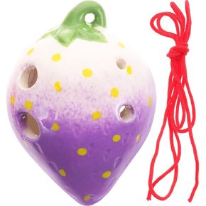 6 Hole Ocarina Ceramic Ocarina Alto C Pendant Ocarina Strawberry Shape China Blue Necklace Flute for Beginners Kids Adults Red