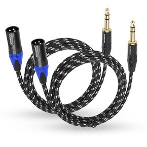 Microphone Cable 6 Ft,1/4 to XLR Cable,Quarter inch(6.35mm) TRS to XLR Male, 1/4" Stereo Jack to XLR Balanced Interconnect Cord Patch Cable,Compatible with Speakers, Audio Consoles 2Pack