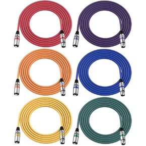 XLR Cables 25 ft 4 Pack, 3-Pin XLR Microphone Male to Female Cable, Compatible with Microphones, Mic Mixer, Speakers and More, Multi-Color 25 Feet