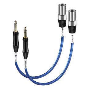 Devinal 1/4 inch to XLR Cable Hi-Fi Grade Balanced 6.35mm TRS to XLR Male Quarter inch to XLR Interconnect Cord for Speakers, Mixer, 20 AWG Silver-Plated OFC 1ft 2pack