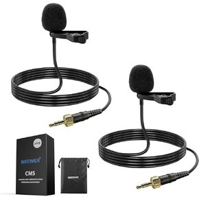 ميكروفون NEEWER Lapel Lavalier (عبوة من قطعتين)، مشبك سلكي على ميكروفون مكثف متعدد الاتجاهات متوافق مع جهاز إرسال ميكروفون لاسلكي Rode Wireless GO II DJI للبث المباشر لفيديو YouTube على المسرح، CM5 in Kuwait
