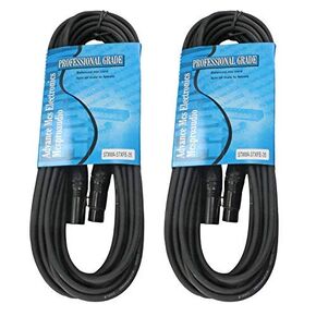2 Pack 3 pin Male to Female XLR Cable with Black Straight connectors (35 FT Foot Feet)