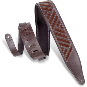 Levy's Leathers 2.5" Chrome-Tan Leather Guitar Strap Diamond Cut Out Design; Black (MC317DCO-BLK_BLK)