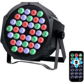 KOOT Stage Lights, 36 X 1W DJ Par Lights 7 Channel with Remote and DMX512 Controller Sound Activated RGB Party Lights for Wedding Disco Church Bar
