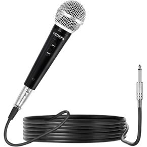KM88 Handheld Wired Karaoke Microphone, Super Cardioid Dynamic Vocal Mic with 13.12ft Detachable XLR Audio Cable and ON/Off Switch, for Karaoke Singing Machine, Speaker